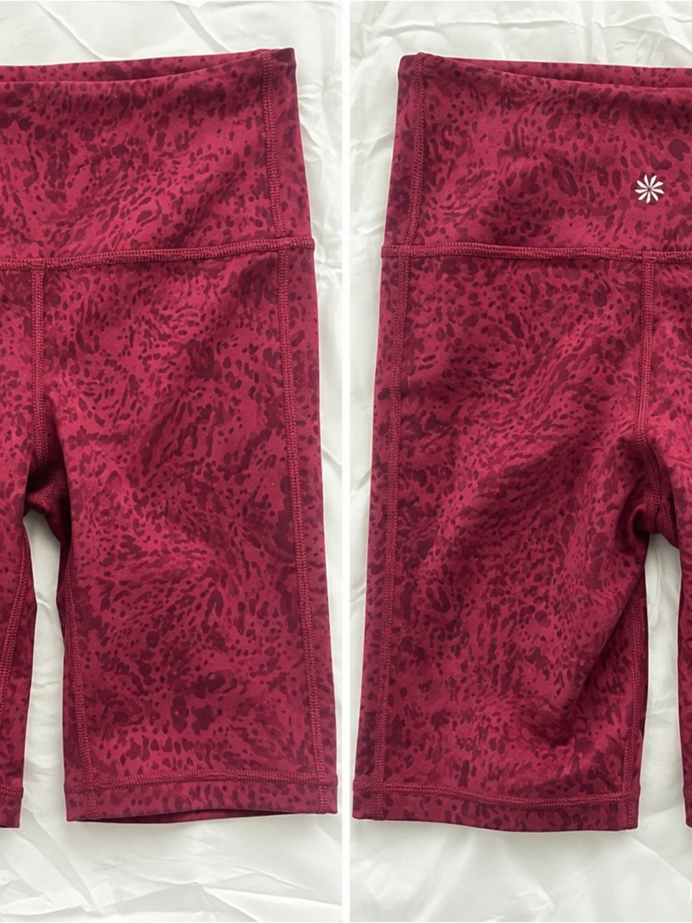 Athleta Elation Printed 7” Bike Shorts XS Berry Animal Print High Rise